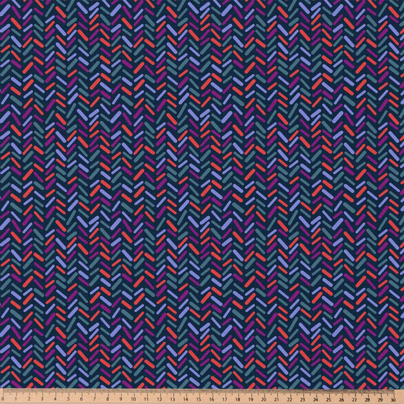 Printed Cotton GERARD Blue / Orange